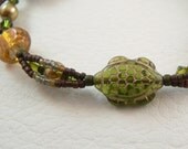 SALE - Sea Turtle Bracelet in Gold and Green  (no. 664) marked down from 30 dollars