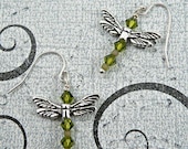 Choice of 15 Colors -- Swarovski Crystal Dragonfly Earrings
