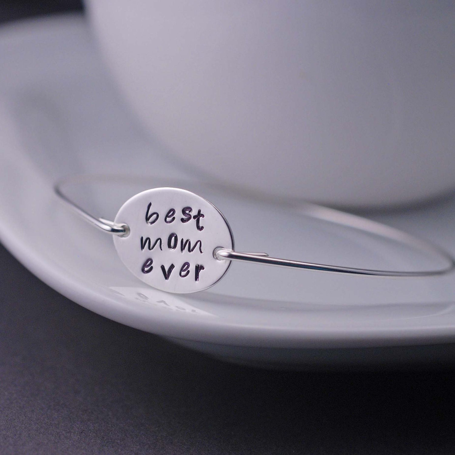 Gift for Mother, Best Mom Gift, Mothers Day Gift, Hand Stamped Bangle Bracelet