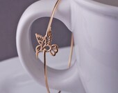 Gold Hummingbird Jewelry, Hummingbird Bracelet, Gold Bangle Bracelet, Bird Jewelry