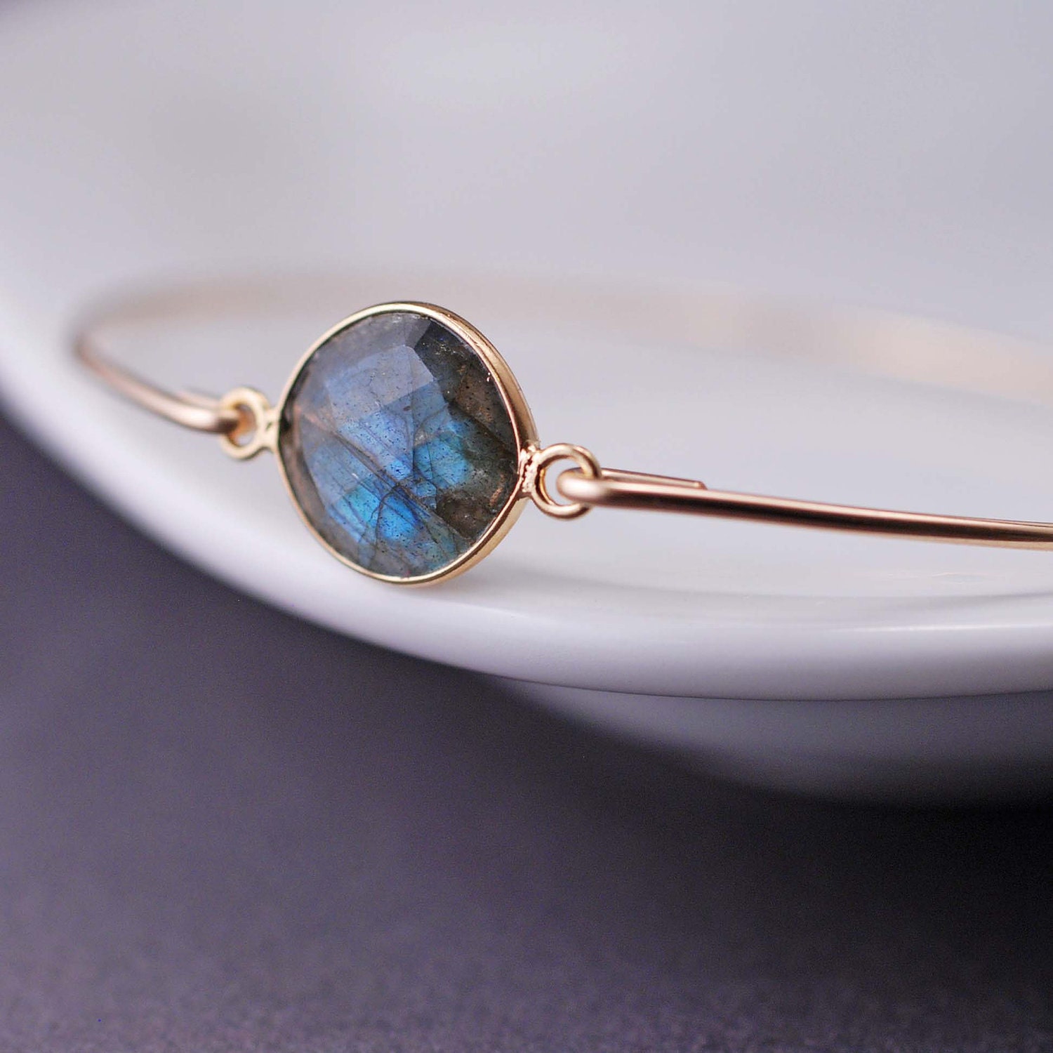 Gold Labradorite Bracelet, Gold Bangle Bracelet, Labradorite Jewelry