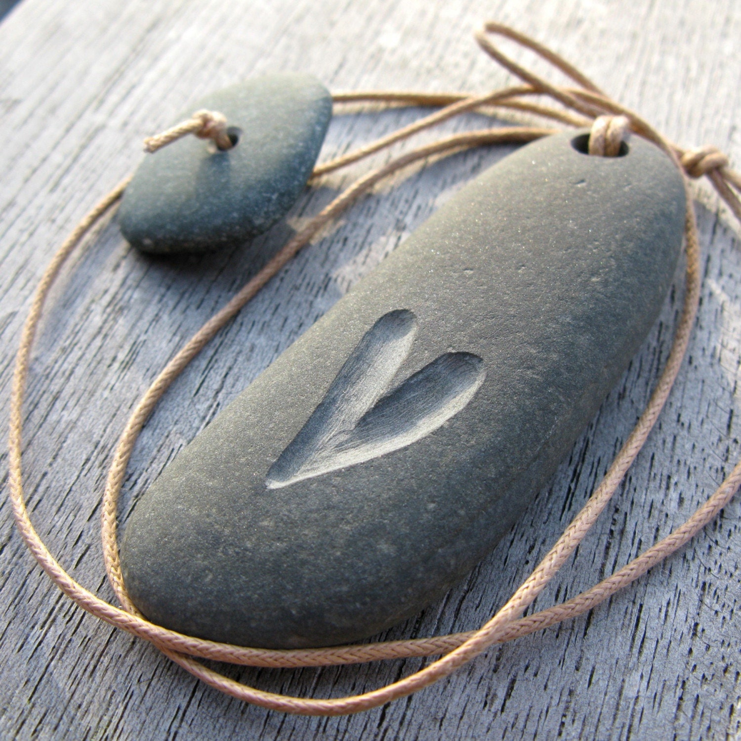 heart pebble necklace with pebble toggle