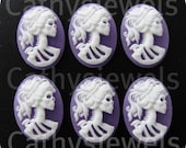 Portrait Cameo Lolita White On Lavender 25x18 Set Of Six