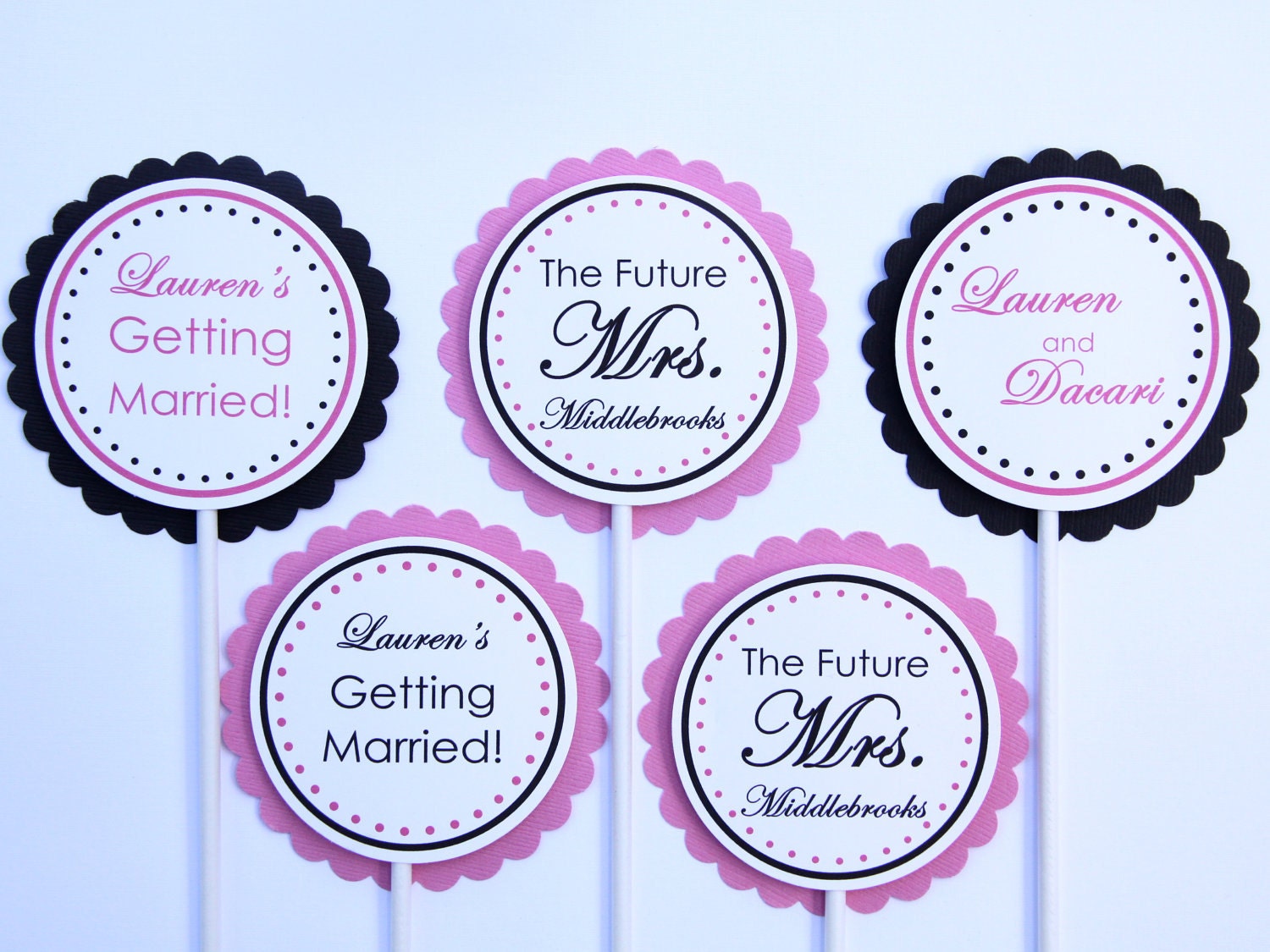Personalized Bridal Cupcake Toppers - Set of 12