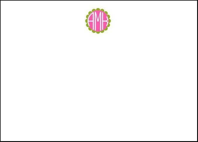 Personalized Stationery Set - Circle Scalloped Monogram