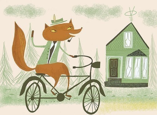 The Duke Of NY riding his bike. 13x19 print by Matte Stephens.