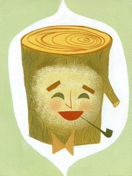 Charles Eames as a log. Limited edition print by Matte Stephens.