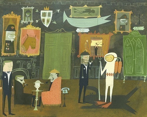 Alfred was obviously underdressed for his induction into the Adventurers Hall of Fame.  Limited edition print by Matte Stephens