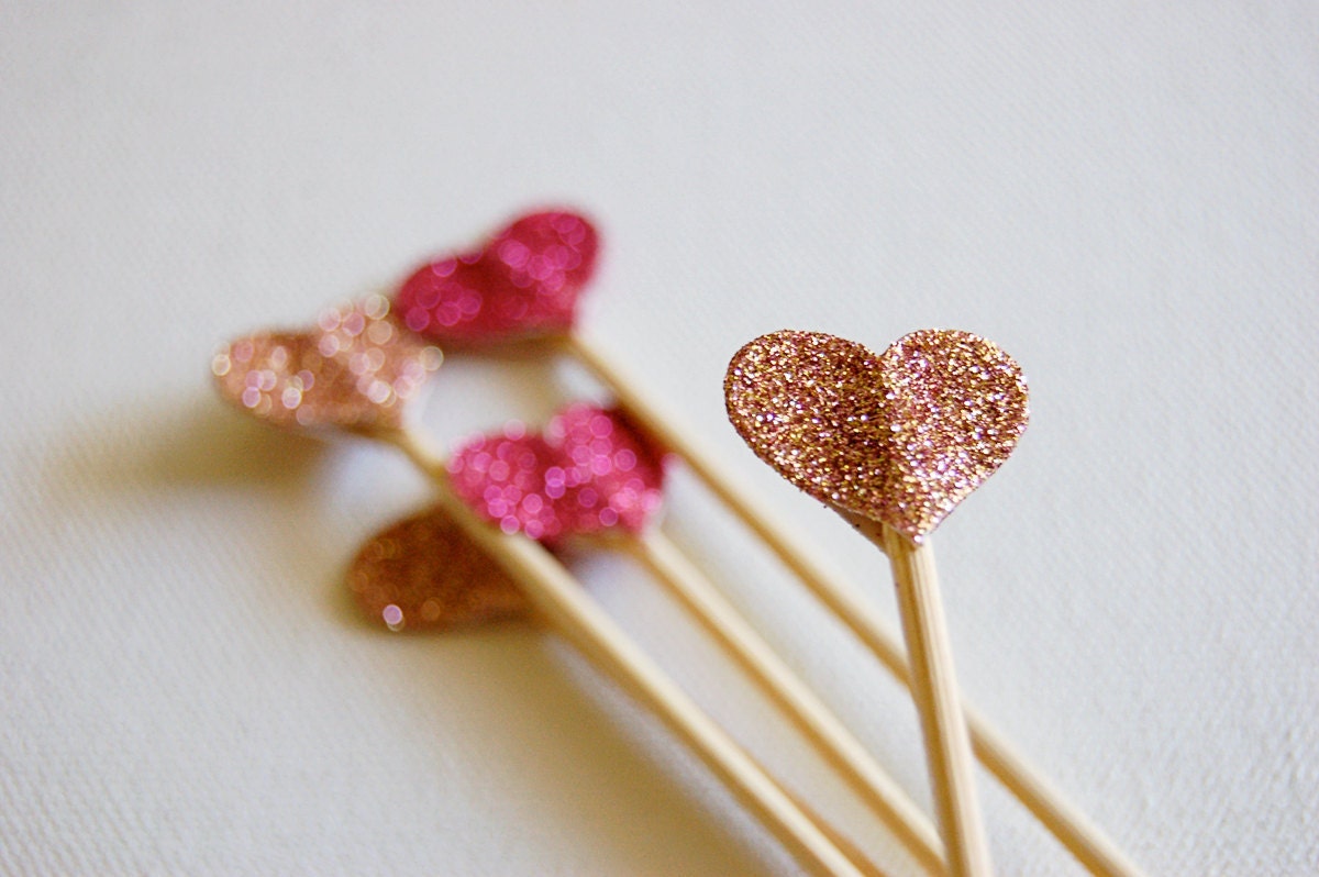 Glitter Heart Cake Picks by Modern Crush