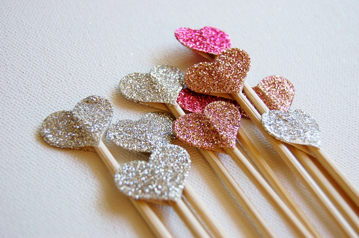 Glitter Heart Cake Picks by Modern Crush