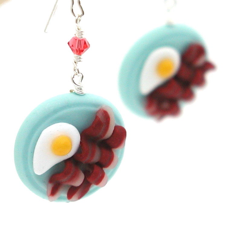 Bacon and eggs earrings