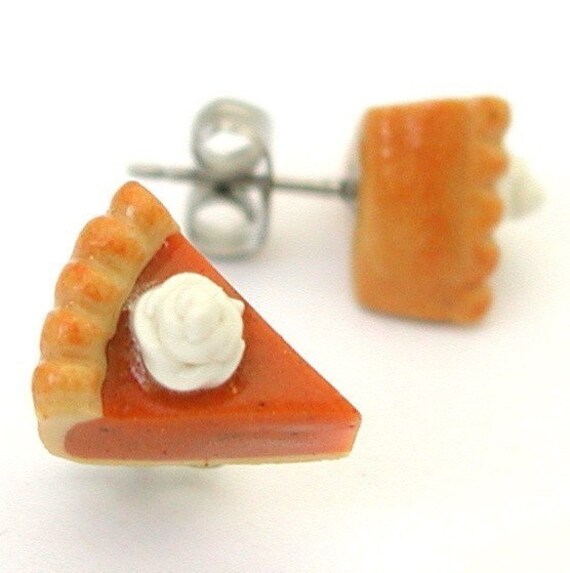 Pumpkin pie stud earrings by inediblejewelry on Etsy