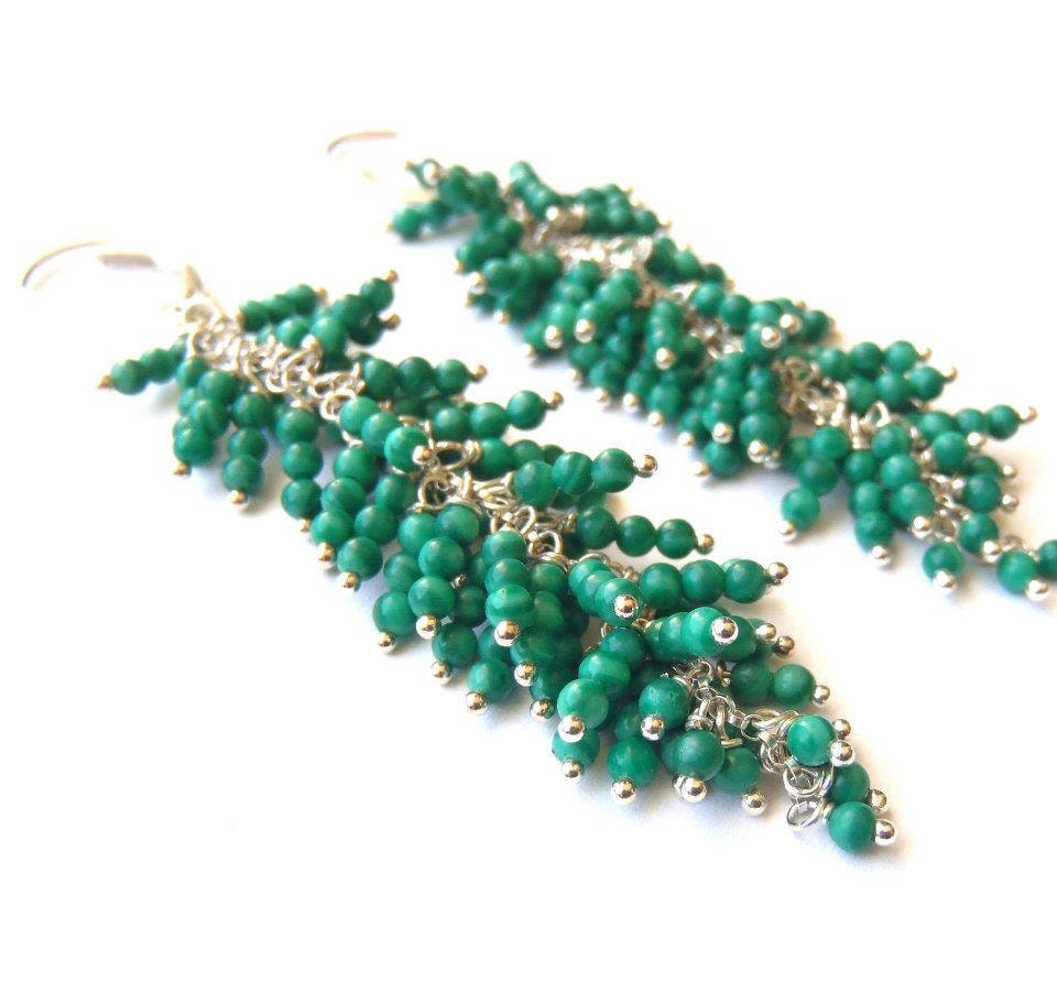 Green earrings Malachite dangle earrings Featured at LuckyMag.com SALE