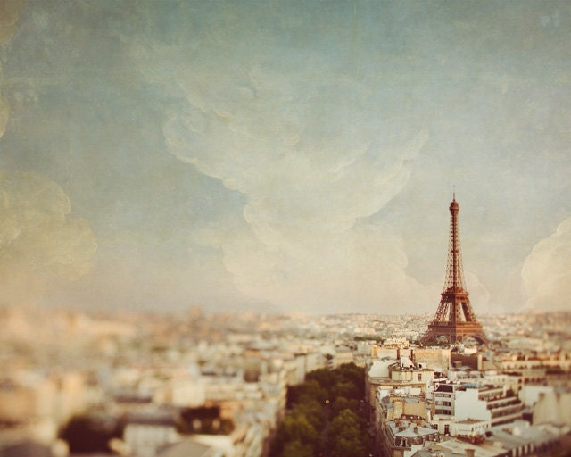 Paris Je T'Aime -  Paris Photograph, Eiffel Tower, City View, Pastel, Urban Landscape, Architecture, Dreamy Travel Photography