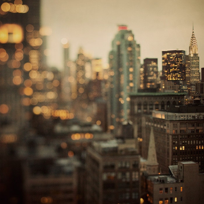 New York Photograph, Chrysler Building, Manhattan Skyline at Night, NYC, Fine Art Print, Black and Gold,  Lights - City of Glass