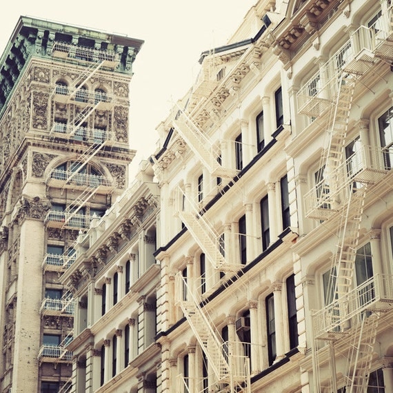So Soho (1) - NYC Photography, Ornate and elegant architecture in Manhattan, Columns, Grey, Winter White