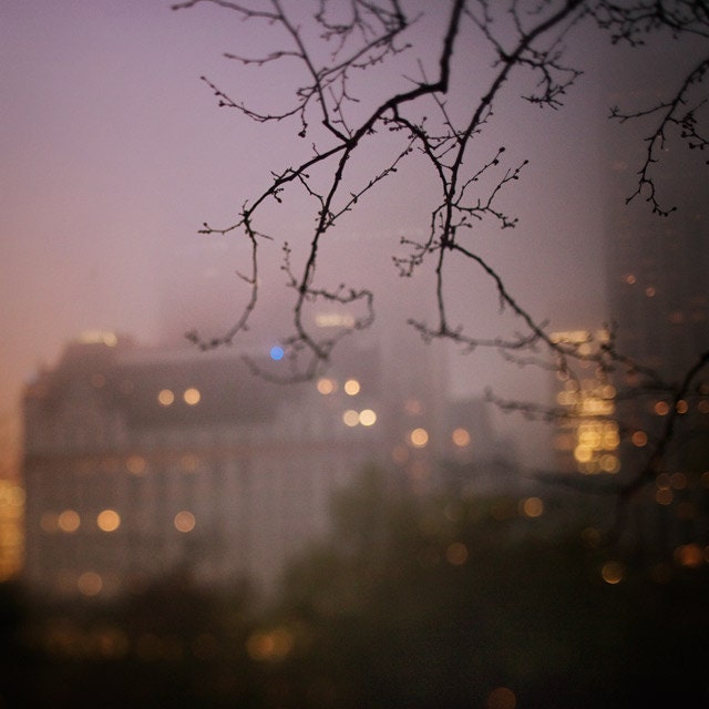 Plaza Hotel in Fog, NYC Photograph - Oracle Night - Purple, Spooky, Autumn, Atmospheric, Mysterious Fine Art Print