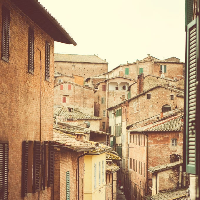 Siena Photograph, Tuscany, Italy, Travel Photography, Town, Village, Rustic Pastels, Home Decor - Going Medieval