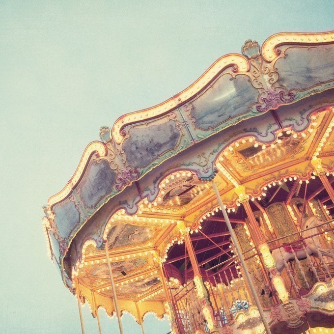 Carnival Photos, Nursery Art, Summer Fair, Ferris Wheel, Merry-Go-Round - Carnivale - Set of four 5x5 prints