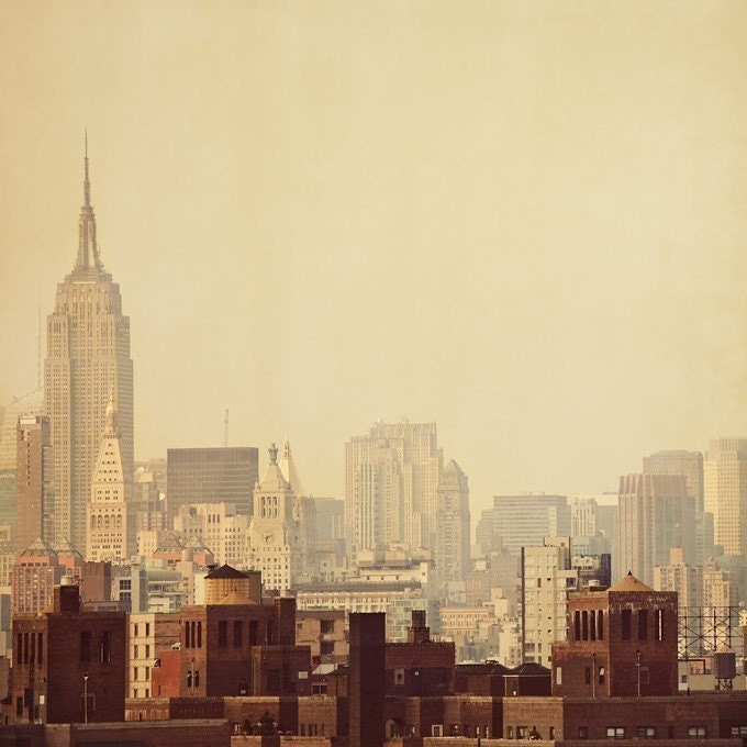 Four NYC Photographs - I Love New York Fine Art Print Set - Travel Photography, Brooklyn Bridge, Orange, Pumpkin, Autumn Colors