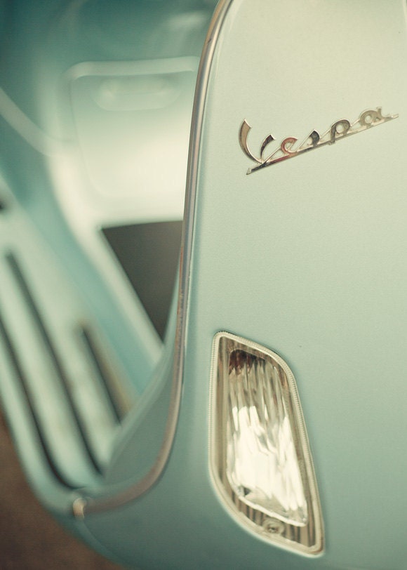 Mint Condition - Retro Vespa Photograph, Modern, Abstract, Green, Feminine, Silver, Pastel, Spring, Easter