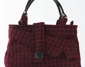 Red Plaid, Recycled Handbag from a Men's Jacket
