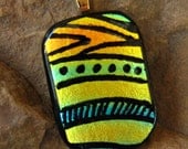 Dichroic Fused Glass Zentangle Pendant, Fused Glass - Southwest