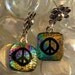 Dichroic Fused Glass Post Earrings, Tye Dye Peace Sign Fused Glass Post Earrings. Flower Child Peace Sign Earrings