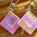 Hot Pink Fused Glass Earrings, Dichroic Fused Glass  Earrings
