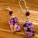 Fused Glass Earrings, Dichroic Fused Glass Drop Earrings - Pink and Purple Dragonflies