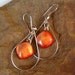 Fused Glass Earrings, Coral Sunset Sterling and Dichroic Drop Earrings