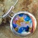 Dichroic Fused Glass in a Silver Setting, Blue and Copper Dichoric Glass Pendant - Kaleidoscope