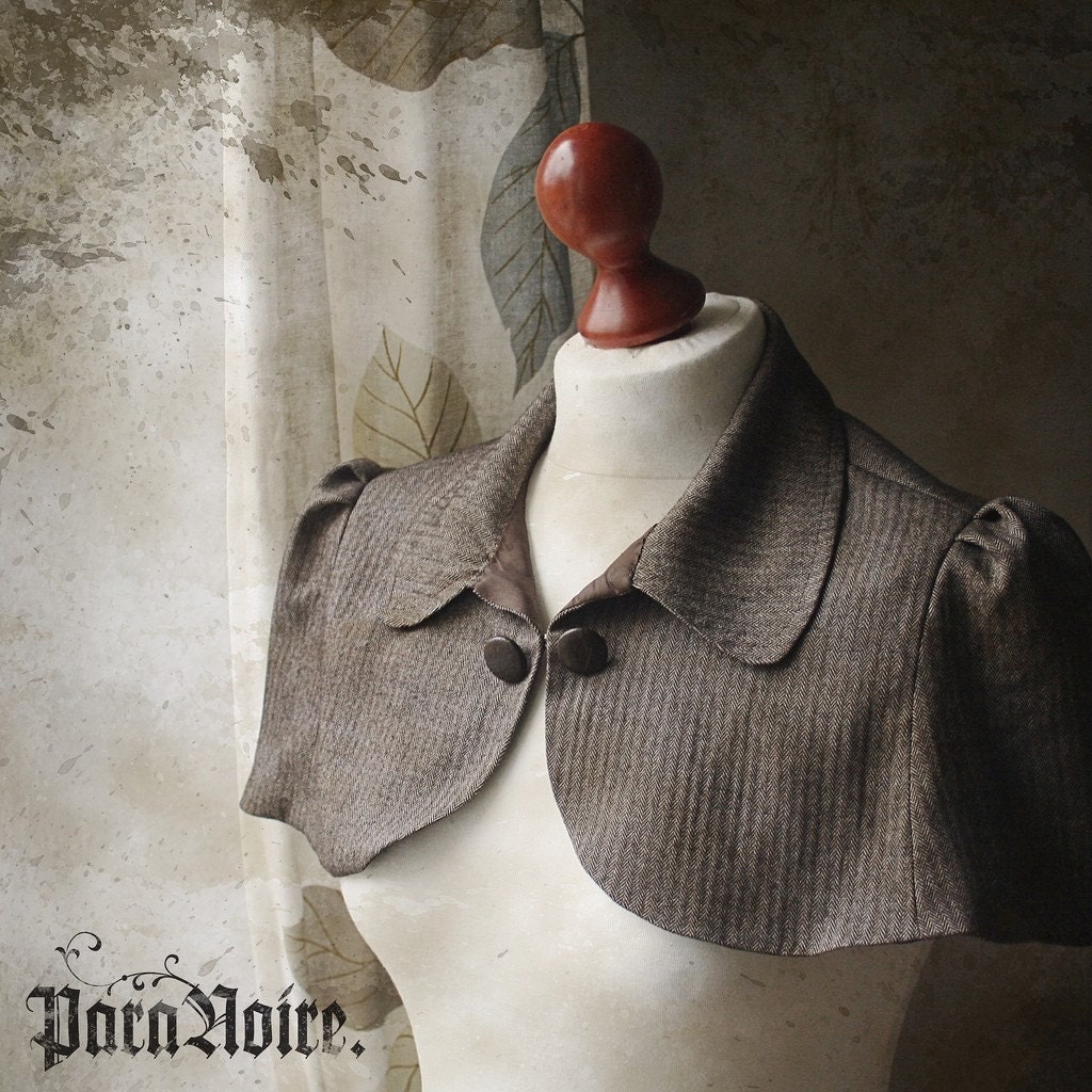 ANOUSCHKA "Sherlock Holmes" (short) - TWEED - herringbone mini capelet