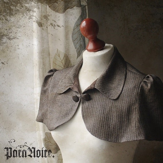 ANOUSCHKA "Sherlock Holmes" (short) - TWEED - herringbone mini capelet - 2 colors