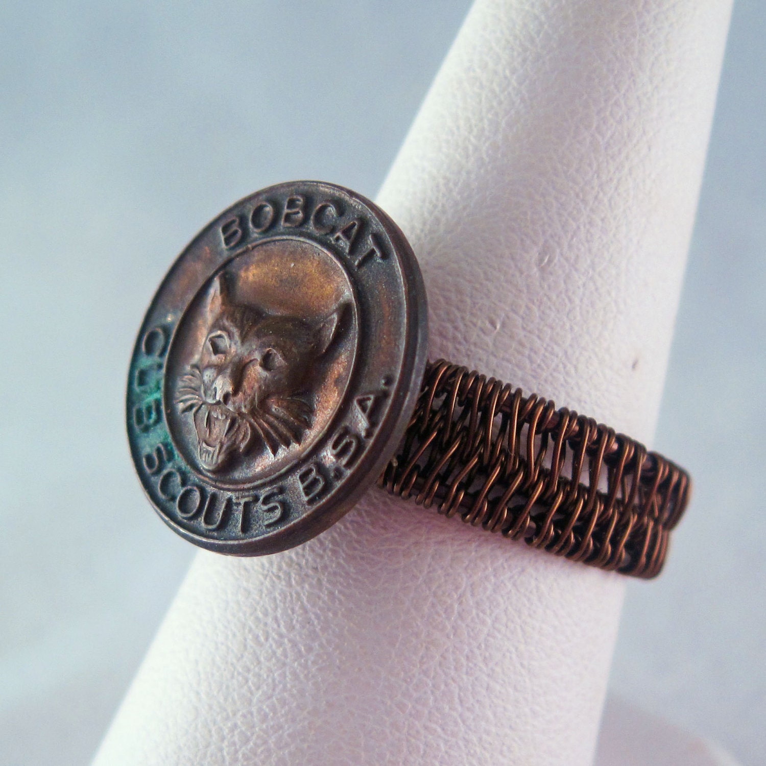 Wire wrapped Bobcat Salvage Ring