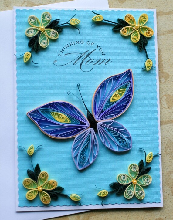 Quilled Butterfly Mother's Day Greeting Card by oldladybern