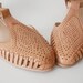 vintage T Strap Leather Huarache Flats . Pierced and Woven Leather . Brazil . sz 7.5 8 M