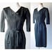 Mod Black Taffeta Fitted Dress . Bows . M