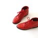vintage Leather Boots . Flat Ankle Boots . Red . Lace Up Booties . sz 6 M