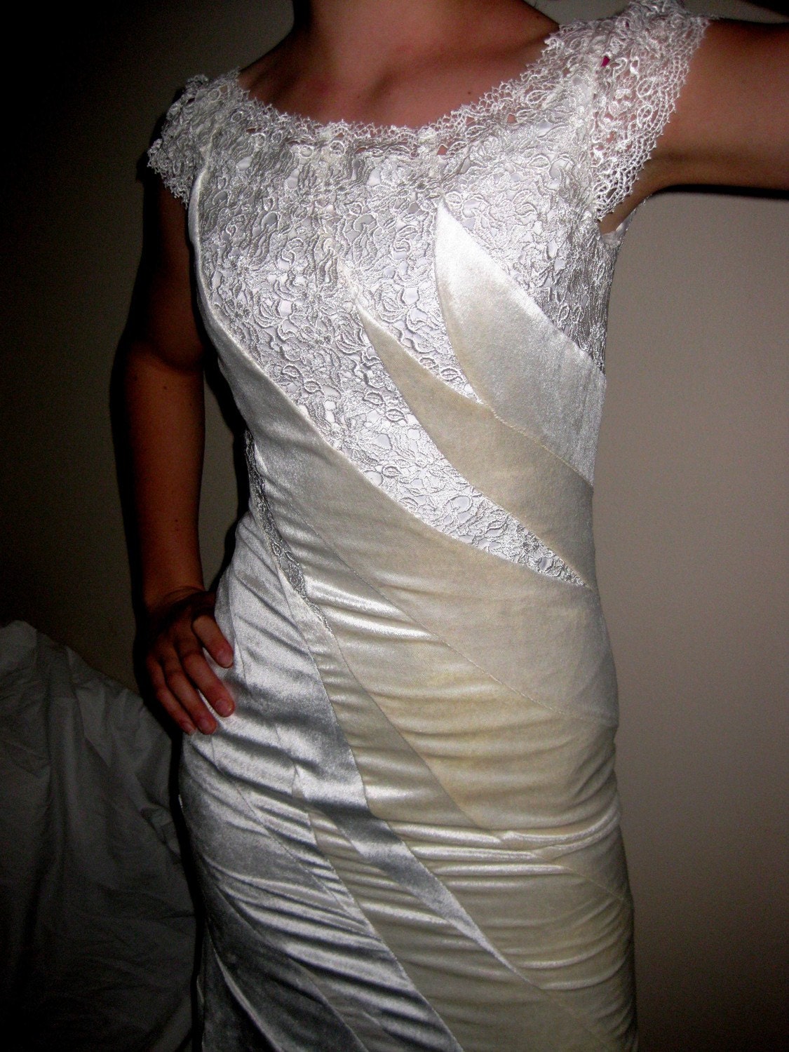 Cream Exotic Leaf Gown
