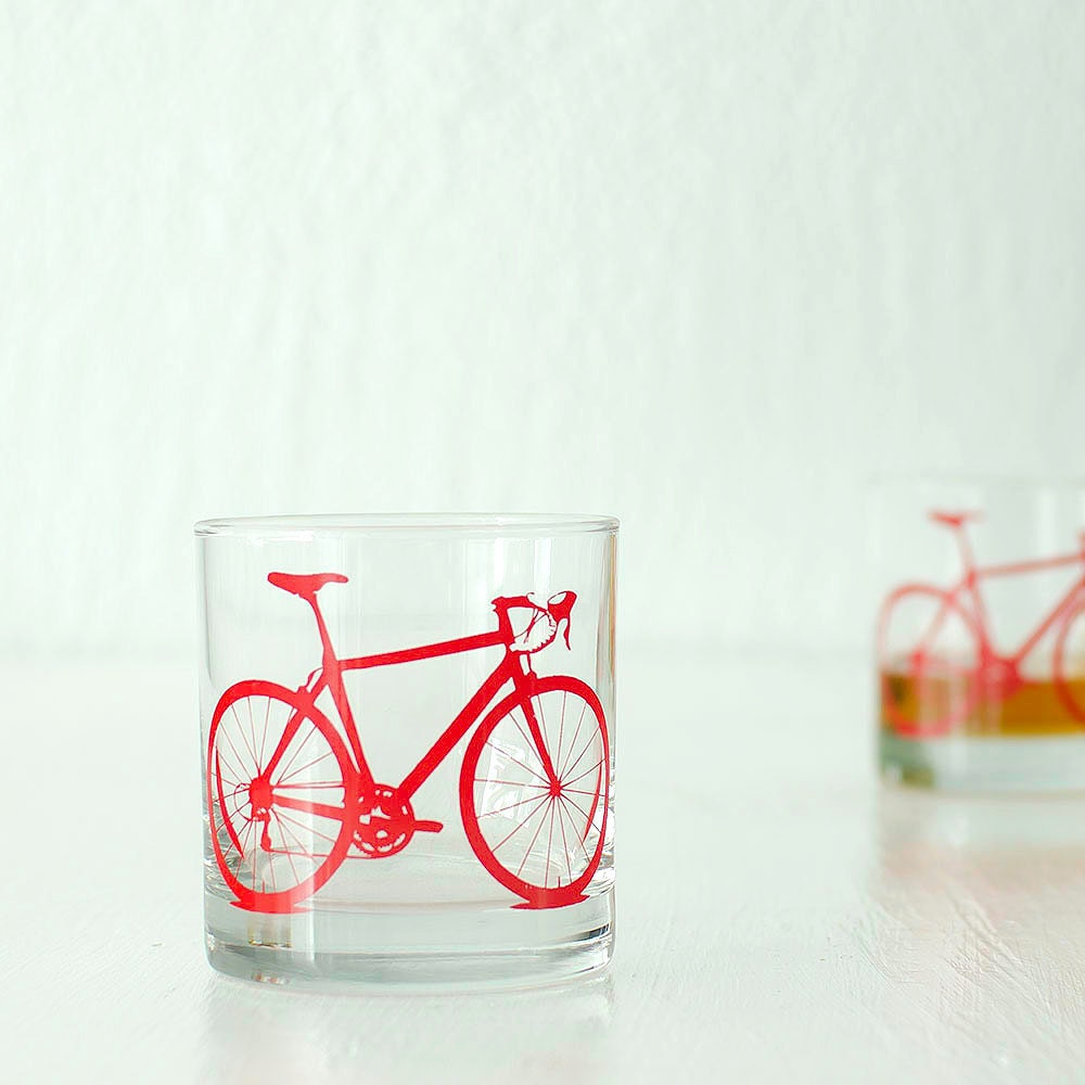 2 bicycle rocks glasses, red bike - vital