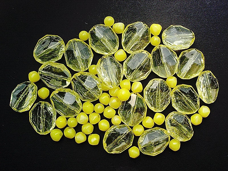 Big Inspirational Lot of Vintage Yellow Plastic Beads