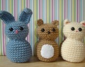 CROCHET PATTERN - Cubicle Critter II - Bunny, Bear, and Kitty