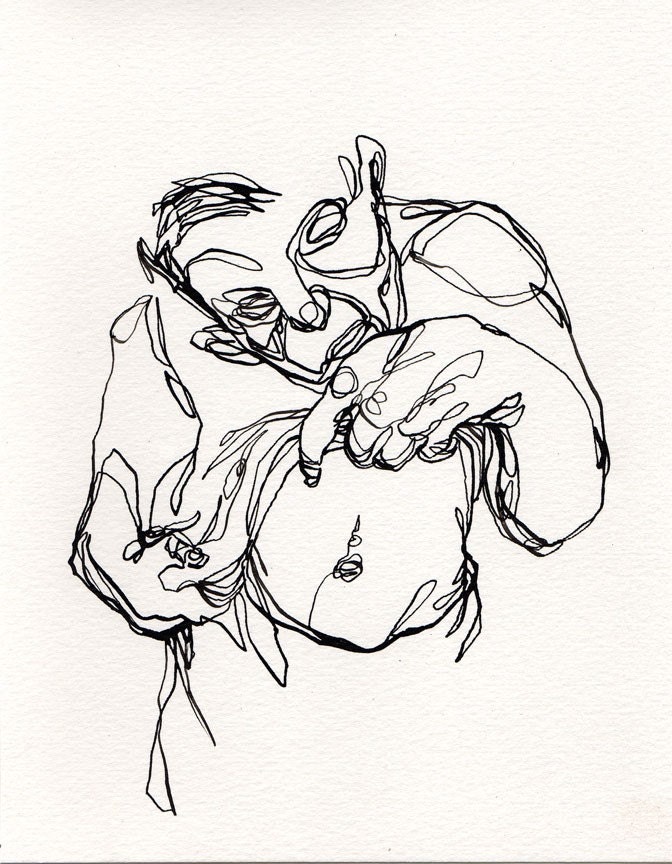 the Navel Gazer - an original ink drawing