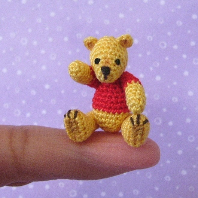 PDF PATTERN - Amigurumi Crochet Tutorial Pattern - Thread Pooh Bear Jointed and Movable