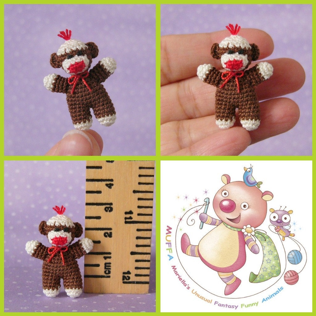 PDF PATTERN - Amigurumi Crochet Tutorial Pattern Miniature Baby Sock Monkey