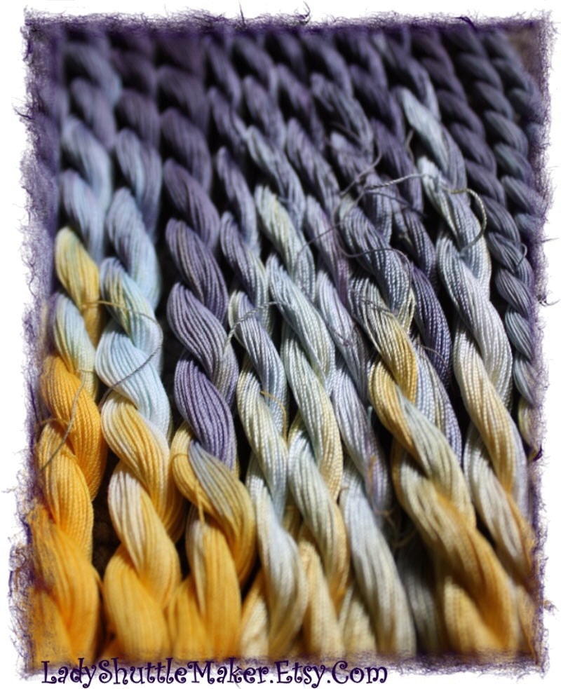 Wild Pansy    Size 20 hand dyed TATTING crochet embroidery CQ cotton thread 6 cord