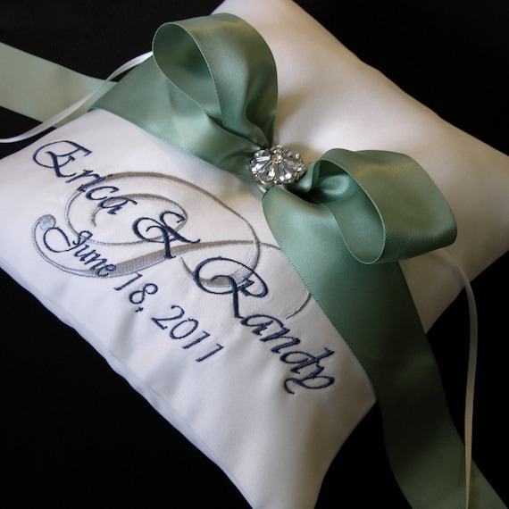 Wedding Ring Pillow with Custom Embroidery
