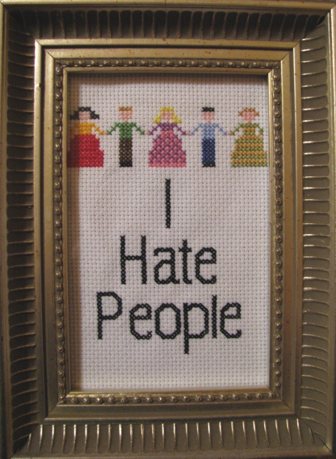 I Hate People Framed Cross Stitch