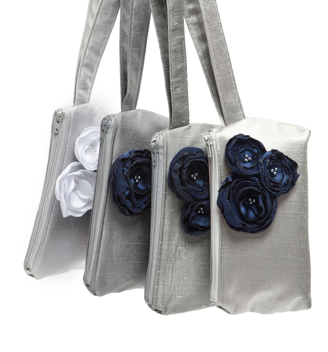 Custom Set of 4 Bridal Party Clutches with wrist straps
